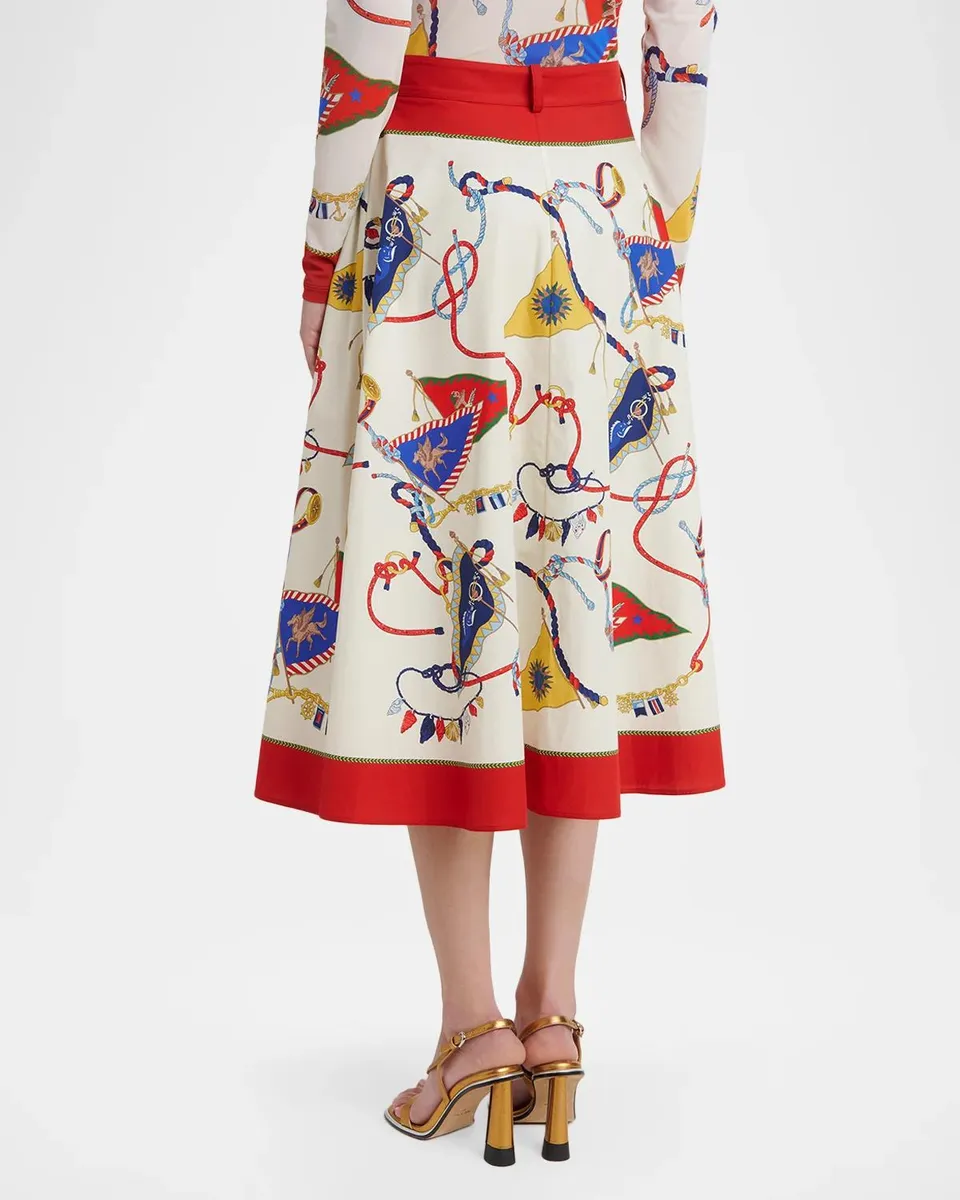 Etro Nautical-Print Cotton Poplin Button-Front Midi Skirt | Thumbnail 3 Etro Nautical-Print Cotton Poplin Button-Front Midi Skirt | Thumbnail 3
