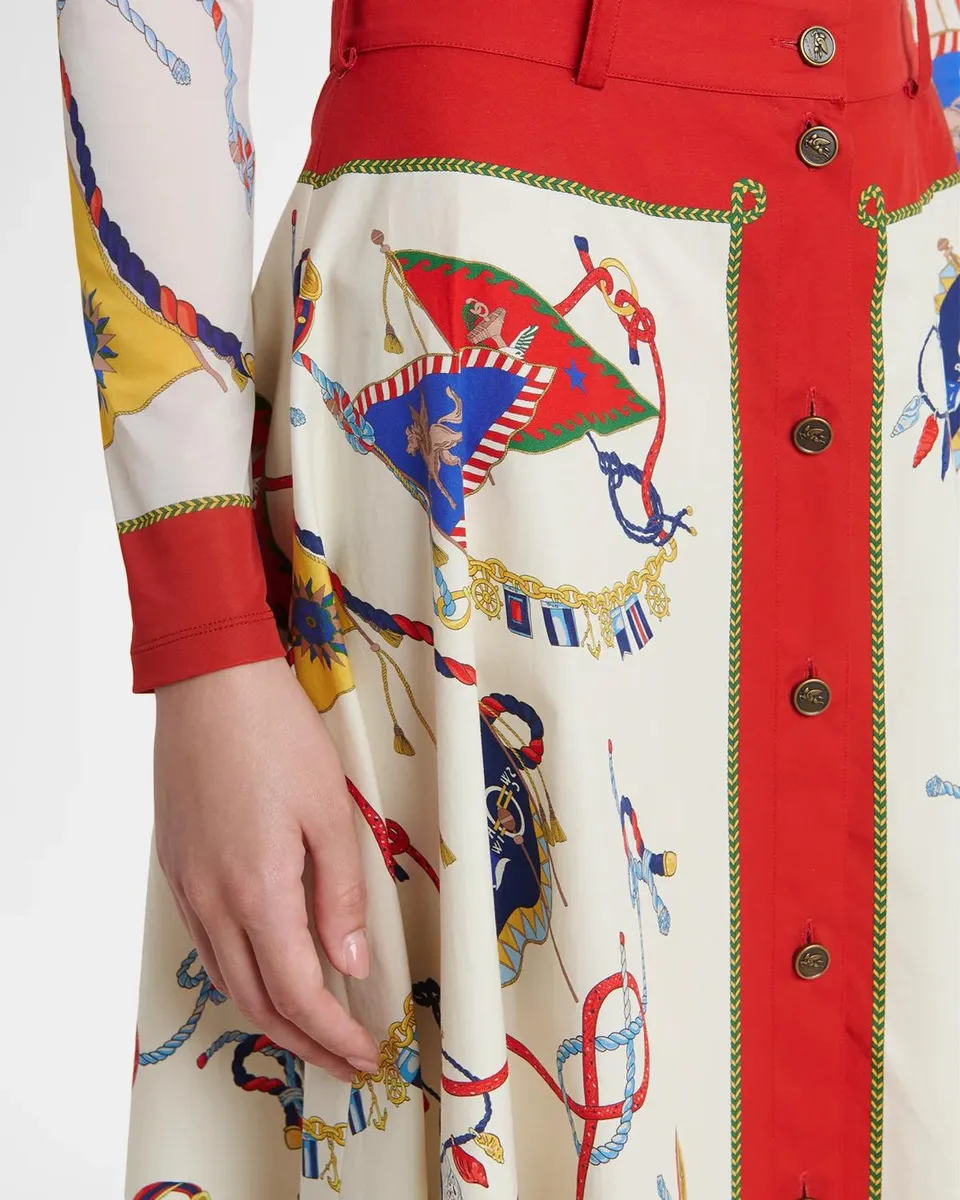 Etro Nautical-Print Cotton Poplin Button-Front Midi Skirt | Thumbnail 5 Etro Nautical-Print Cotton Poplin Button-Front Midi Skirt | Thumbnail 5