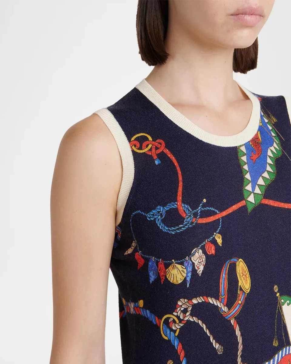 Etro Nautical Print Silk-Cashmere Sleeveless Sweater | Thumbnail 5