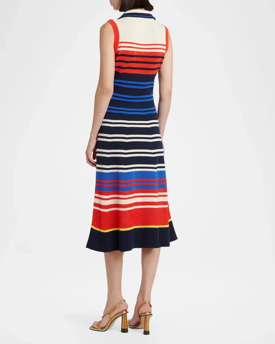 Etro Striped Mixed-Knit Sleeveless Midi Polo Dress | Thumbnail 3
