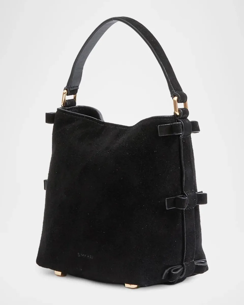 Simkhai Beau Mini Bow-Embellished Suede Bucket Bag | Thumbnail 2