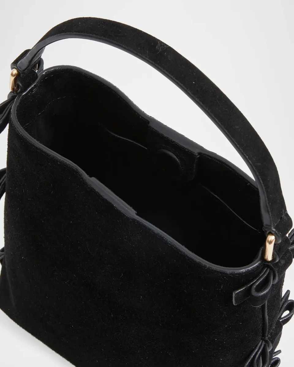 Simkhai Beau Mini Bow-Embellished Suede Bucket Bag | Thumbnail 3