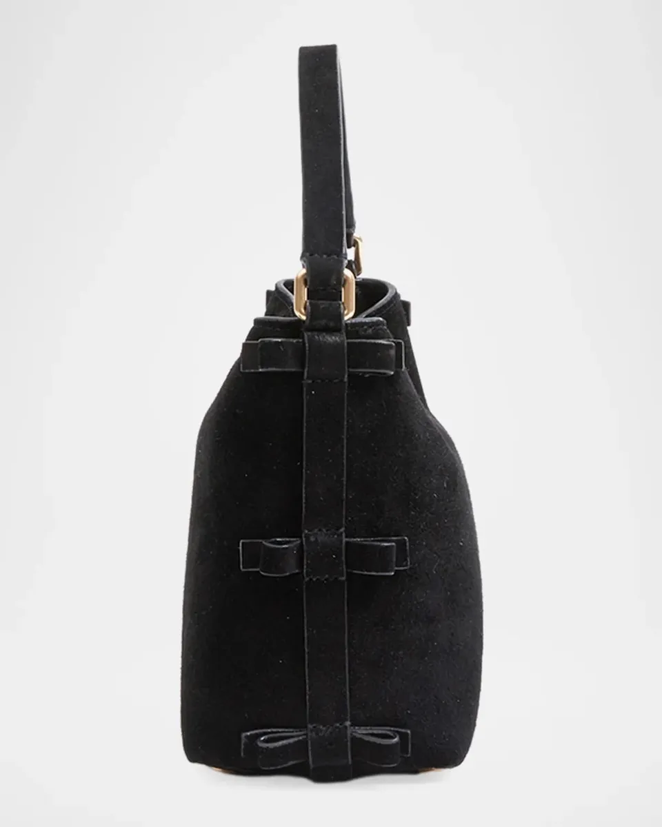 Simkhai Beau Mini Bow-Embellished Suede Bucket Bag | Thumbnail 5