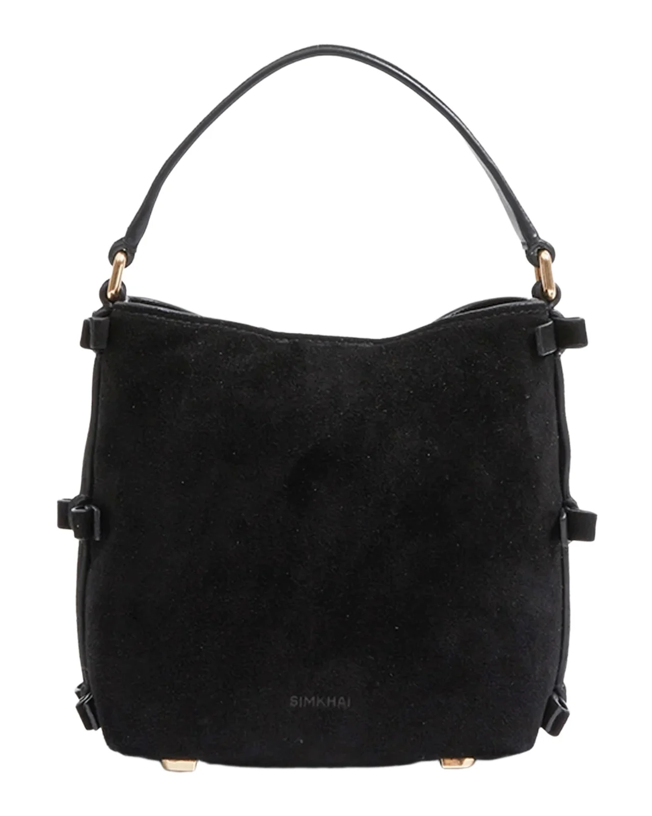 Simkhai Beau Mini Bow-Embellished Suede Bucket Bag