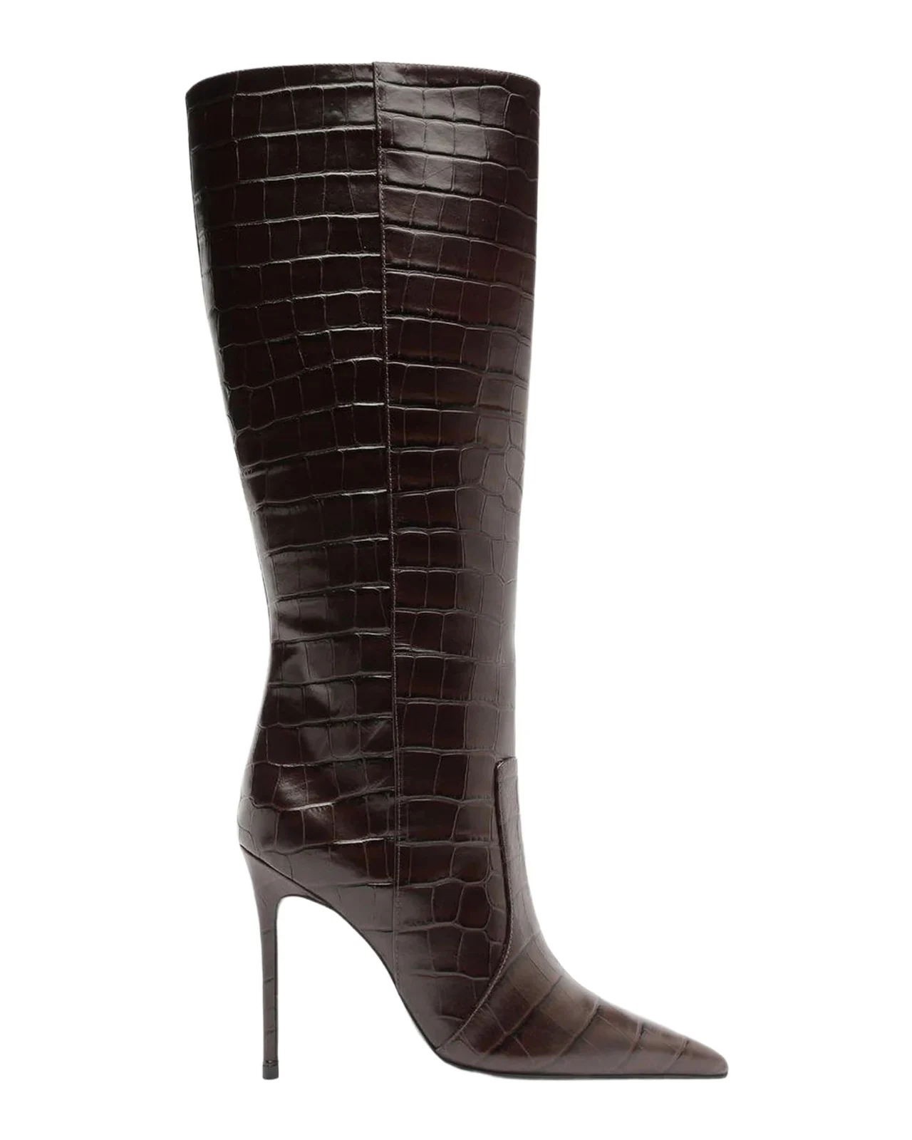 Schutz Samira 100MM Croc-Embossed Leather Knee-High Boots
