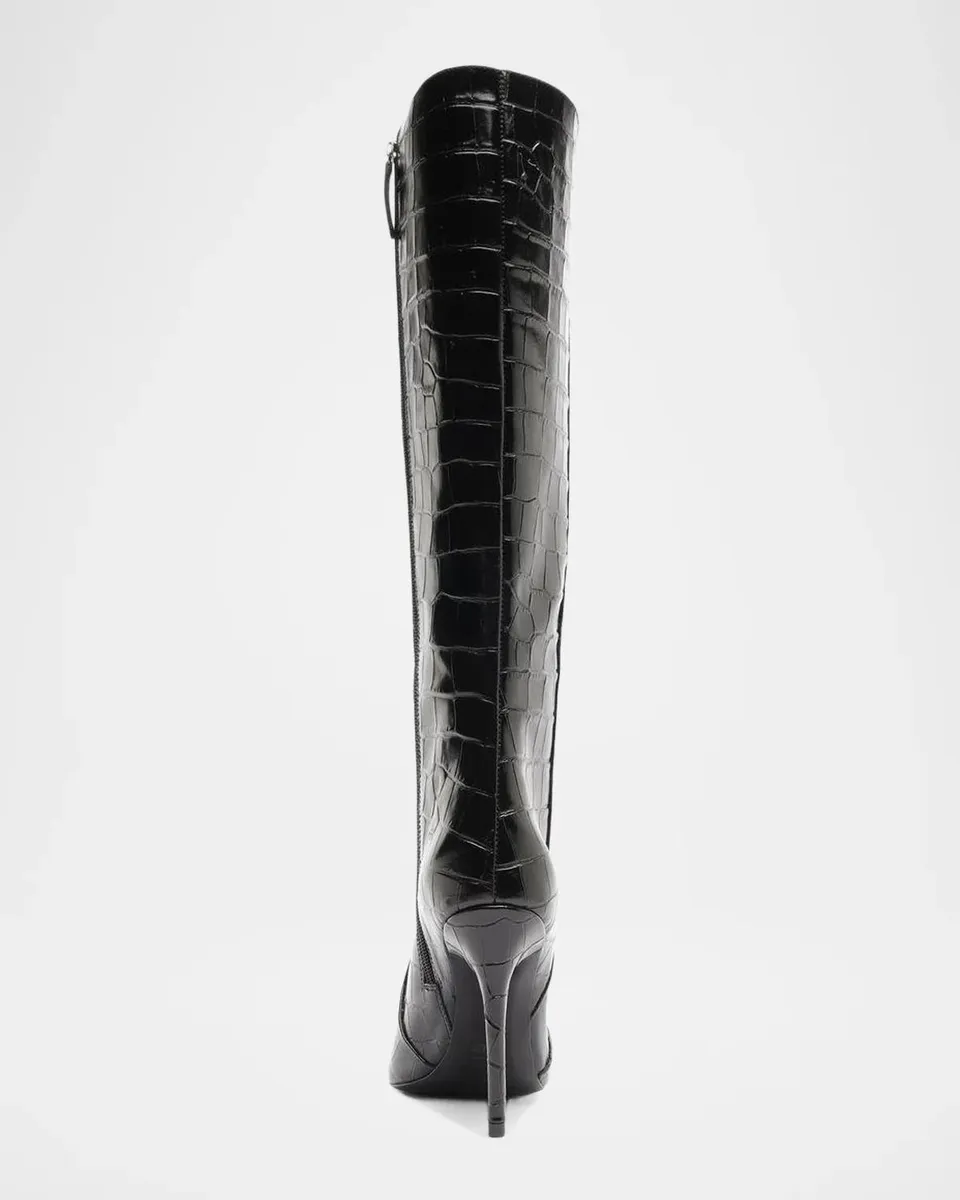 Schutz Samira 100MM Croc-Embossed Leather Knee-High Boots | Thumbnail 2 Schutz Samira 100MM Croc-Embossed Leather Knee-High Boots | Thumbnail 2