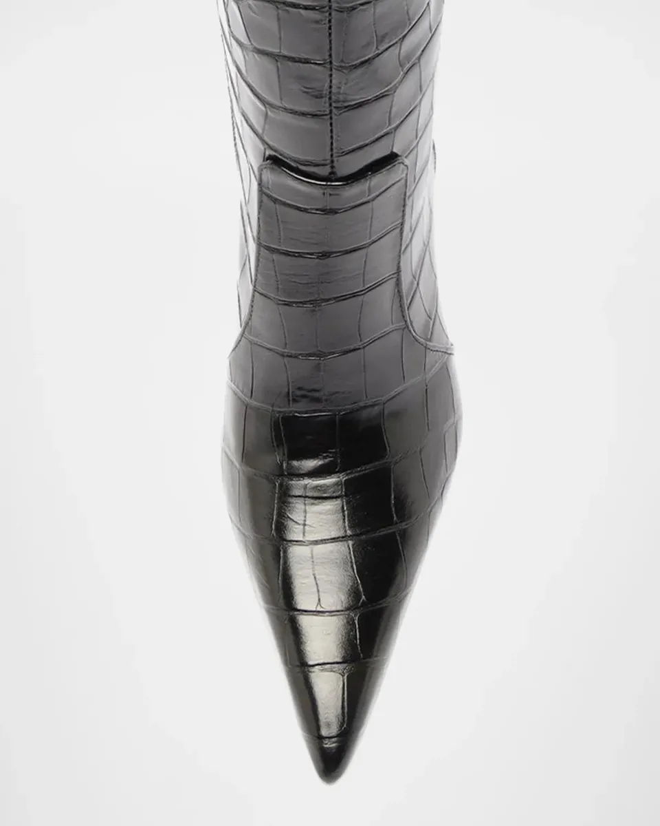Schutz Samira 100MM Croc-Embossed Leather Knee-High Boots | Thumbnail 3 Schutz Samira 100MM Croc-Embossed Leather Knee-High Boots | Thumbnail 3