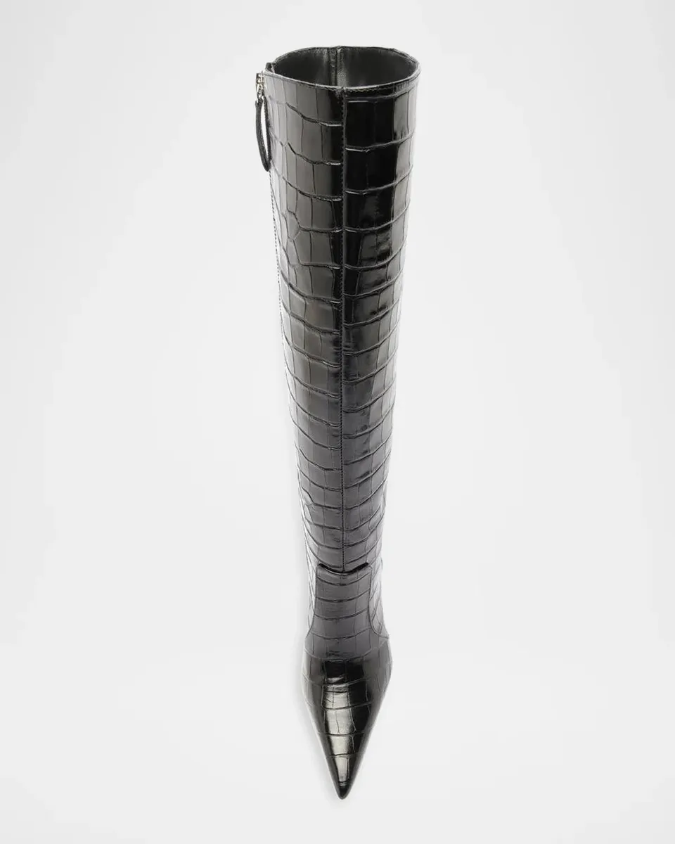 Schutz Samira 100MM Croc-Embossed Leather Knee-High Boots | Thumbnail 4 Schutz Samira 100MM Croc-Embossed Leather Knee-High Boots | Thumbnail 4