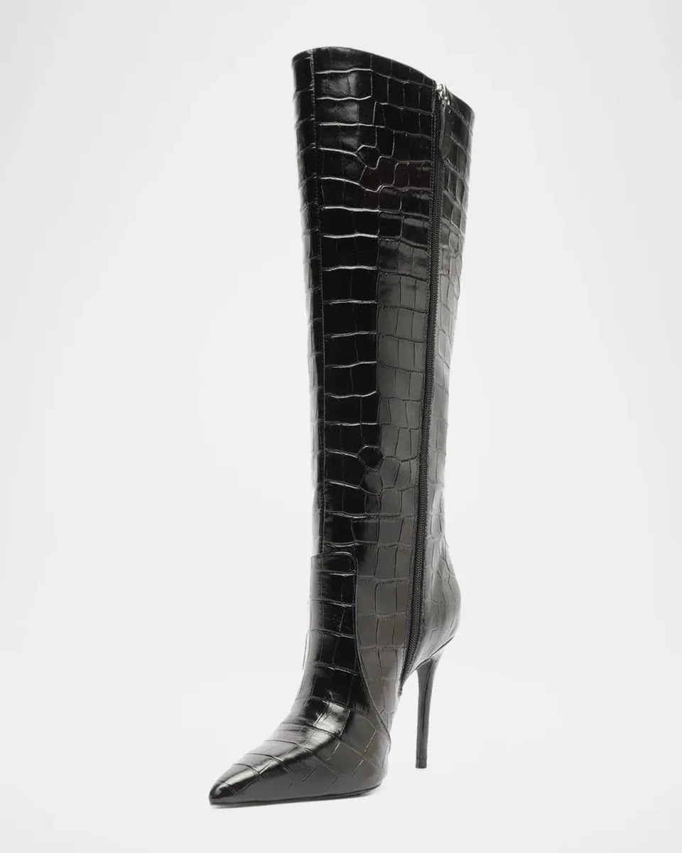 Schutz Samira 100MM Croc-Embossed Leather Knee-High Boots | Thumbnail 6 Schutz Samira 100MM Croc-Embossed Leather Knee-High Boots | Thumbnail 6