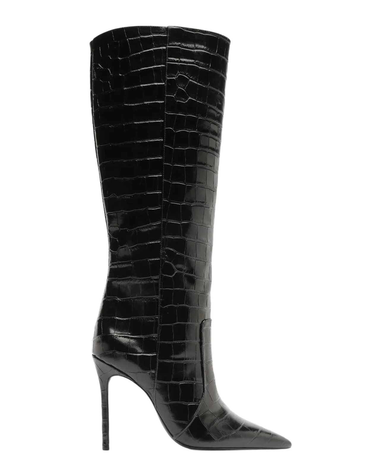 Schutz Samira 100MM Croc-Embossed Leather Knee-High Boots