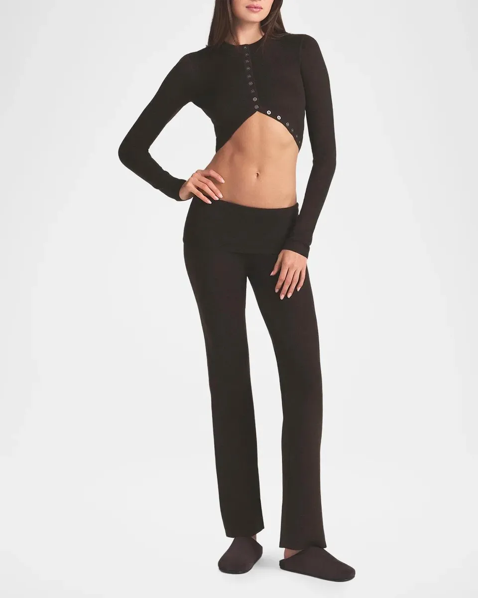 Skims Cotton Jersey Foldover Flare-Leg Pants | Thumbnail 2 Skims Cotton Jersey Foldover Flare-Leg Pants | Thumbnail 2