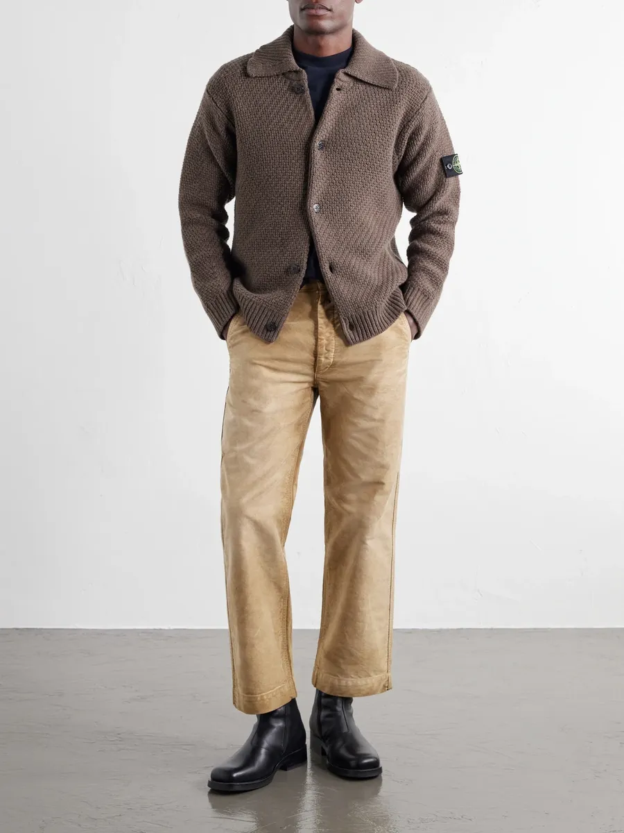 Stone Island Basket-Stitch Wool-Blend Cardigan - Men | Thumbnail 2 Stone Island Basket-Stitch Wool-Blend Cardigan - Men | Thumbnail 2