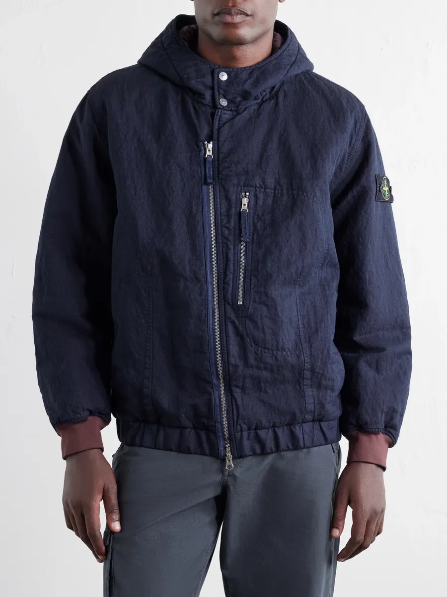 Stone Island Garment-Dyed Hooded Padded Diagonal Cotton Wool-TC Twill Jacket - Men | Thumbnail 3 Stone Island Garment-Dyed Hooded Padded Diagonal Cotton Wool-TC Twill Jacket - Men | Thumbnail 3