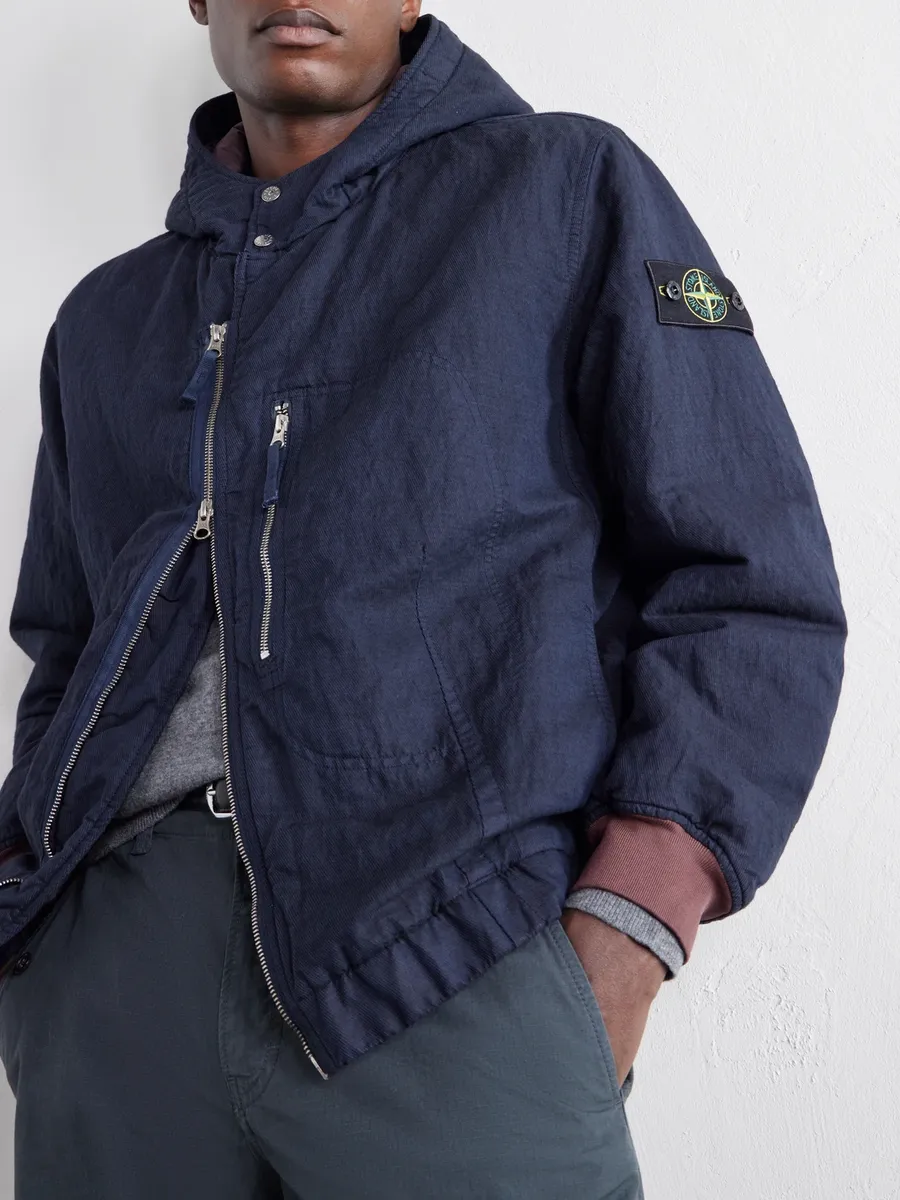 Stone Island Garment-Dyed Hooded Padded Diagonal Cotton Wool-TC Twill Jacket - Men | Thumbnail 5 Stone Island Garment-Dyed Hooded Padded Diagonal Cotton Wool-TC Twill Jacket - Men | Thumbnail 5