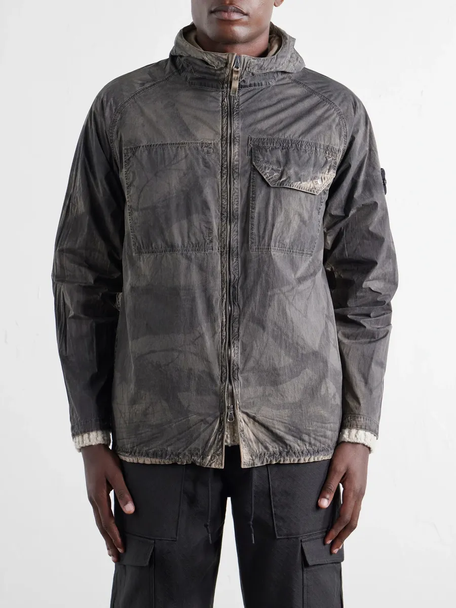 Stone Island Garment-Dyed Printed Hooded Recycled Crinkle Reps-TC Overshirt - Men | Thumbnail 3 Stone Island Garment-Dyed Printed Hooded Recycled Crinkle Reps-TC Overshirt - Men | Thumbnail 3
