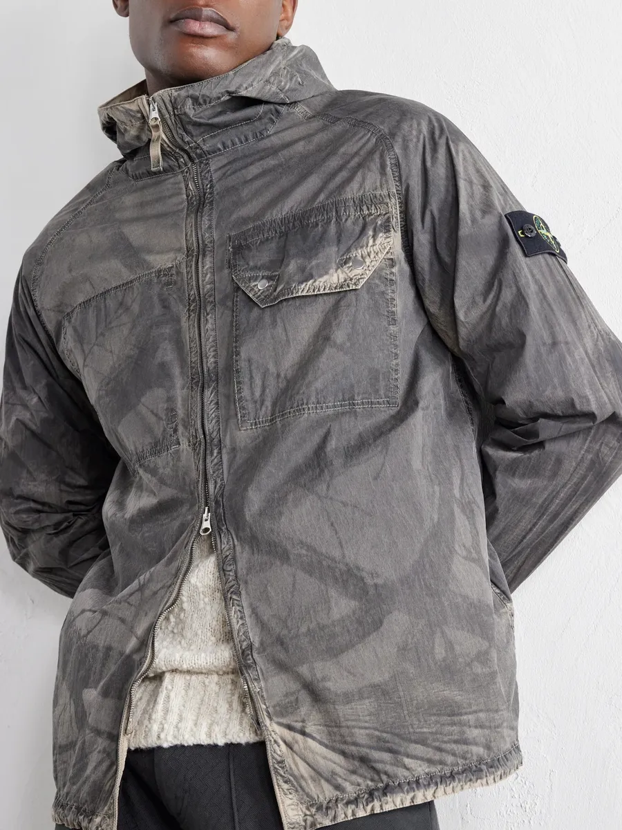 Stone Island Garment-Dyed Printed Hooded Recycled Crinkle Reps-TC Overshirt - Men | Thumbnail 5 Stone Island Garment-Dyed Printed Hooded Recycled Crinkle Reps-TC Overshirt - Men | Thumbnail 5