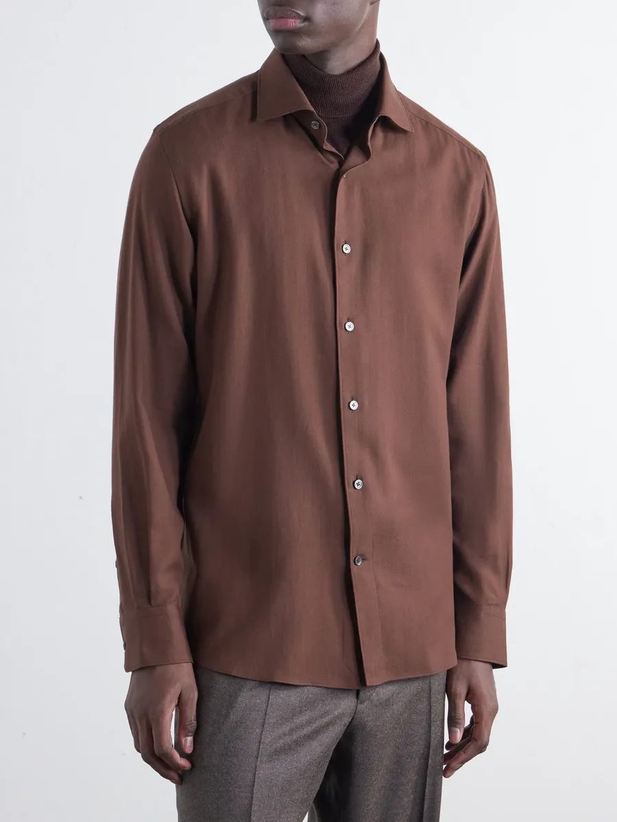 Zegna Cotton and Cashmere-Blend Twill Shirt - Men | Thumbnail 3 Zegna Cotton and Cashmere-Blend Twill Shirt - Men | Thumbnail 3