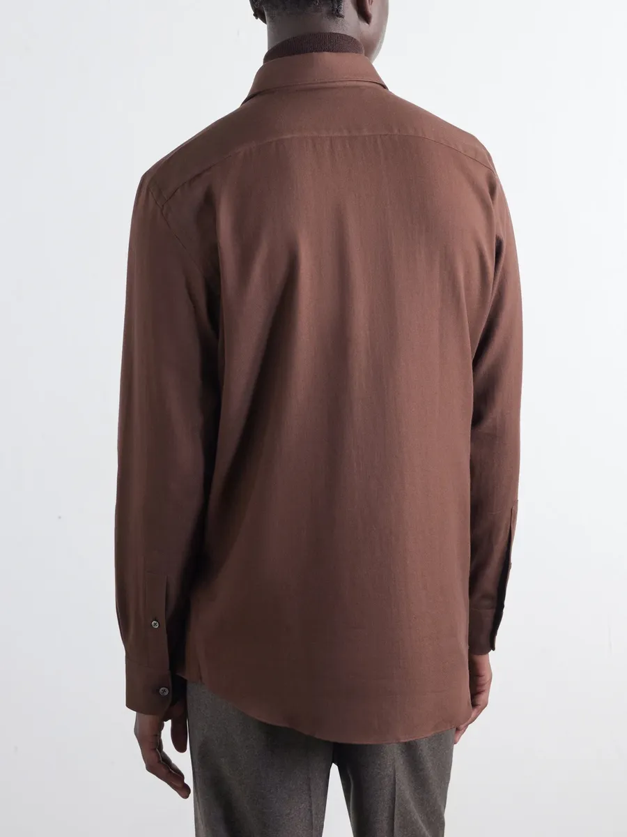 Zegna Cotton and Cashmere-Blend Twill Shirt - Men | Thumbnail 4 Zegna Cotton and Cashmere-Blend Twill Shirt - Men | Thumbnail 4