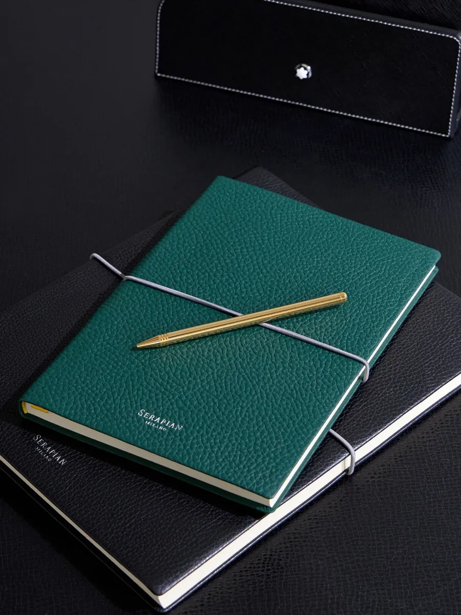 Serapian Medium Logo-Print Full-Grain Cachemire Leather Notebook - Men | Thumbnail 2 Serapian Medium Logo-Print Full-Grain Cachemire Leather Notebook - Men | Thumbnail 2