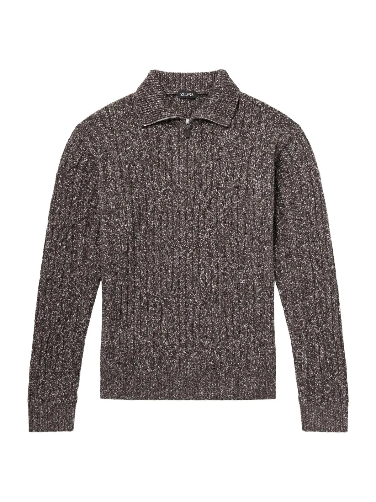 Zegna Cable-Knit Wool and Cashmere-Blend Half-Zip Sweater - Men