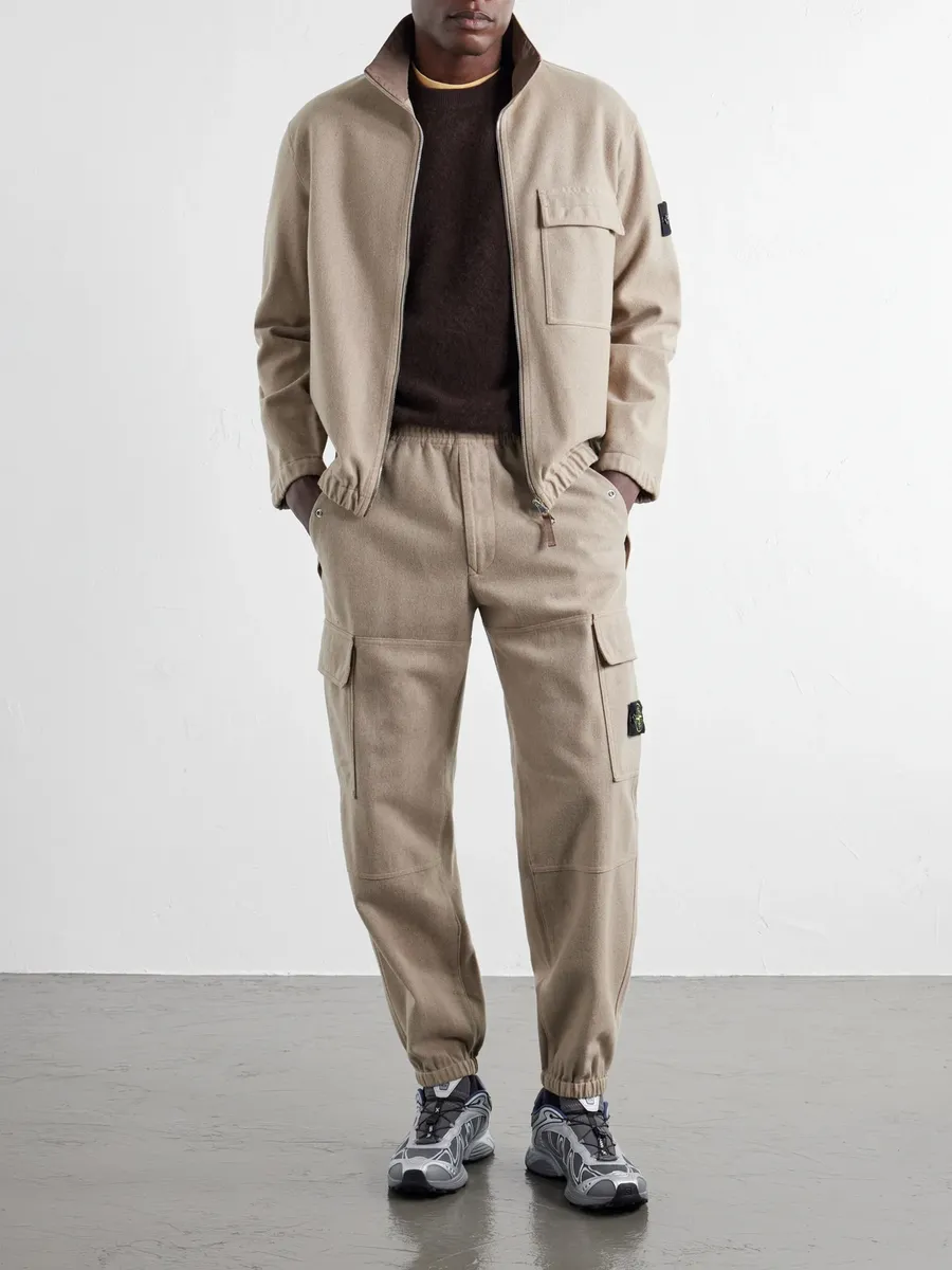 Stone Island Garment-Dyed Wool-Blend Nylon Flannel-TC Cargo Sweatpants - Men | Thumbnail 2 Stone Island Garment-Dyed Wool-Blend Nylon Flannel-TC Cargo Sweatpants - Men | Thumbnail 2