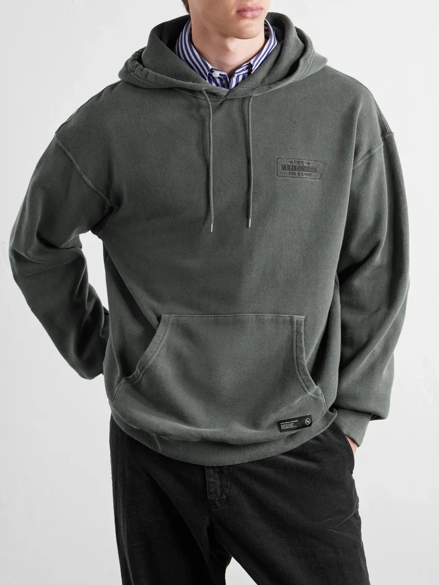 Neighborhood Logo-Embroidered Garment-Dyed Cotton-Jersey Hoodie - Men | Thumbnail 3 Neighborhood Logo-Embroidered Garment-Dyed Cotton-Jersey Hoodie - Men | Thumbnail 3