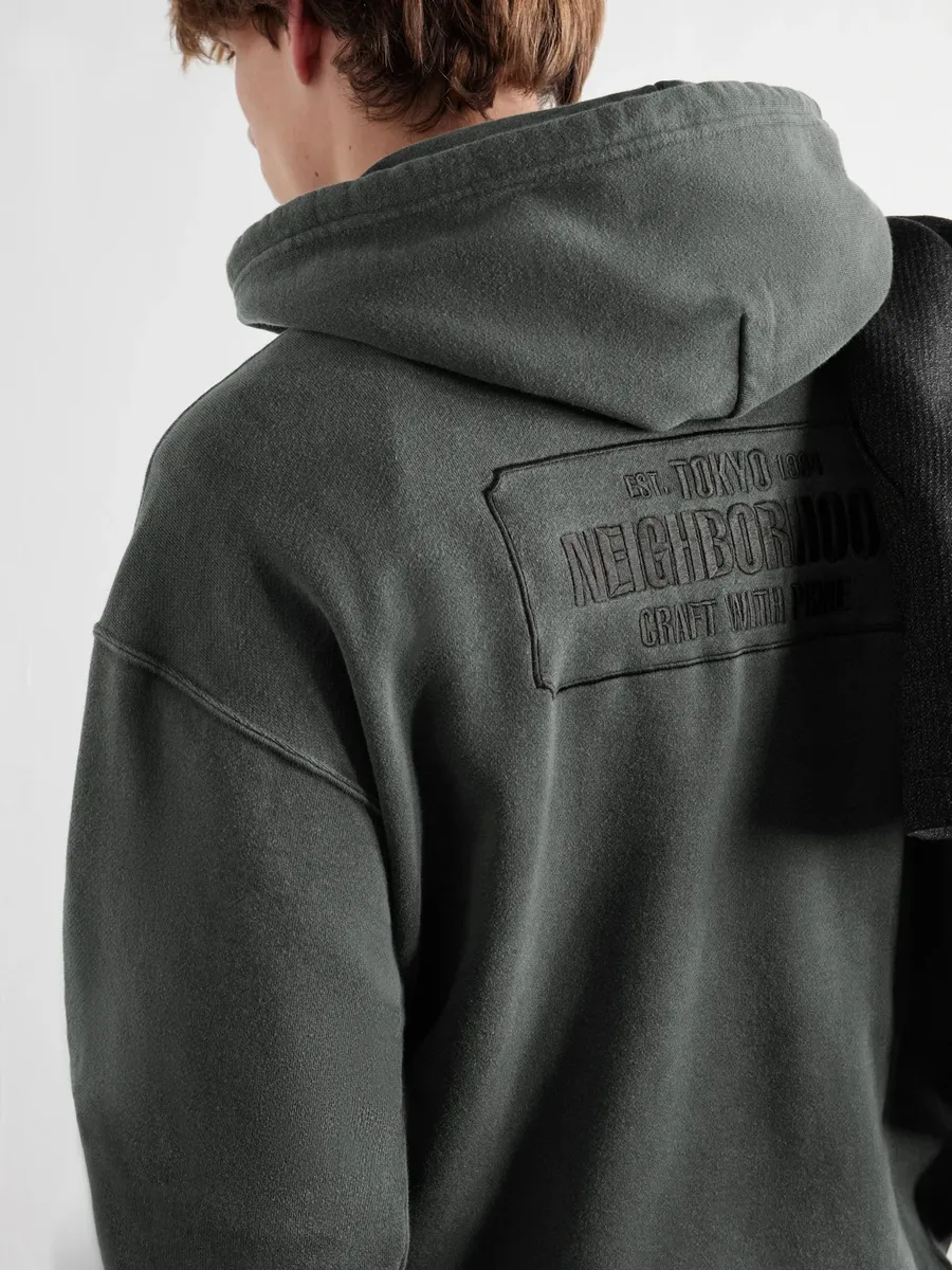 Neighborhood Logo-Embroidered Garment-Dyed Cotton-Jersey Hoodie - Men | Thumbnail 5 Neighborhood Logo-Embroidered Garment-Dyed Cotton-Jersey Hoodie - Men | Thumbnail 5