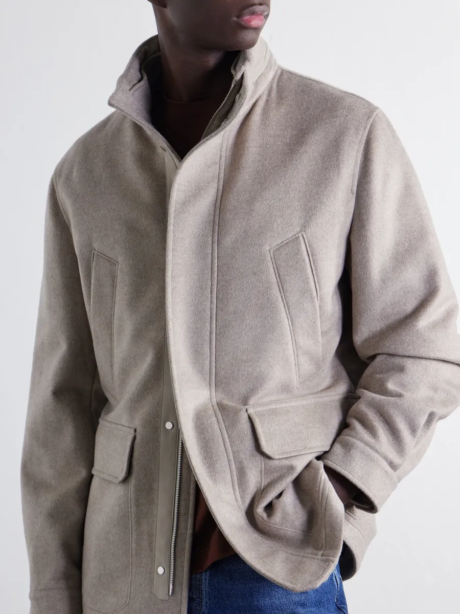 Zegna Hooded Padded Felted Leather-Trimmed Cashmere Coat - Men | Thumbnail 5 Zegna Hooded Padded Felted Leather-Trimmed Cashmere Coat - Men | Thumbnail 5