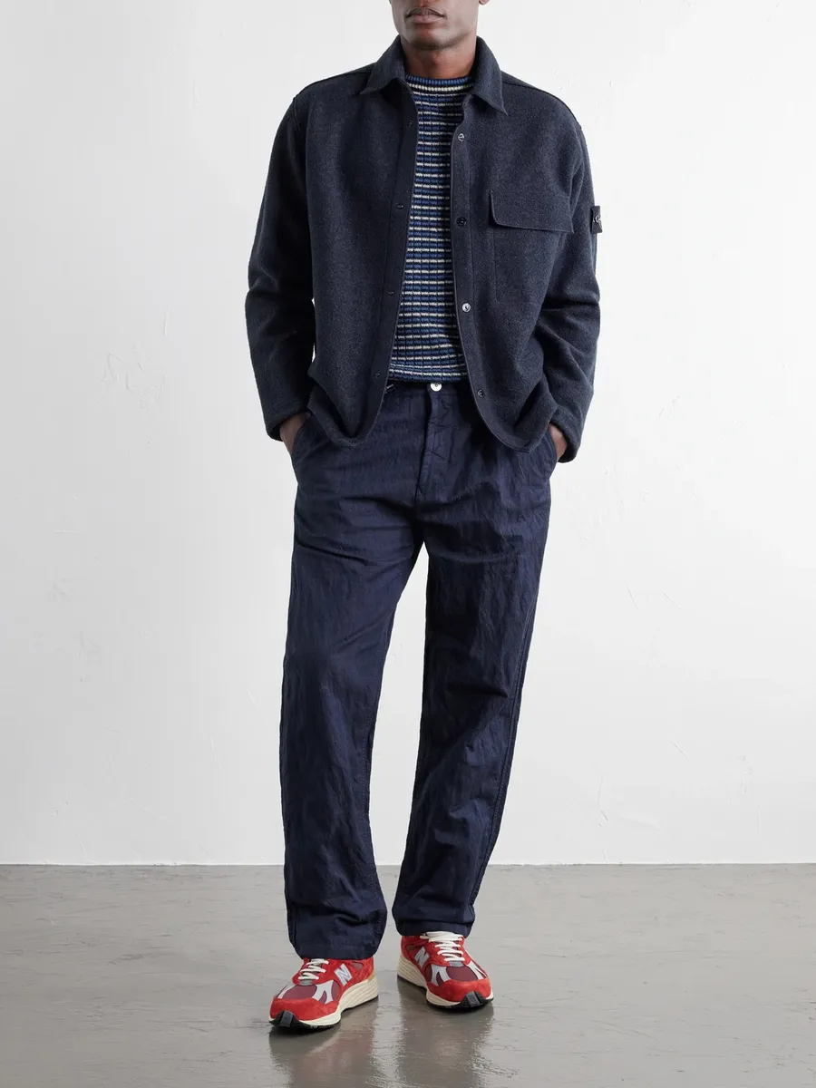 Stone Island Straight-Leg Diagonal Cotton Wool-TC Twill Trousers - Men | Thumbnail 2 Stone Island Straight-Leg Diagonal Cotton Wool-TC Twill Trousers - Men | Thumbnail 2