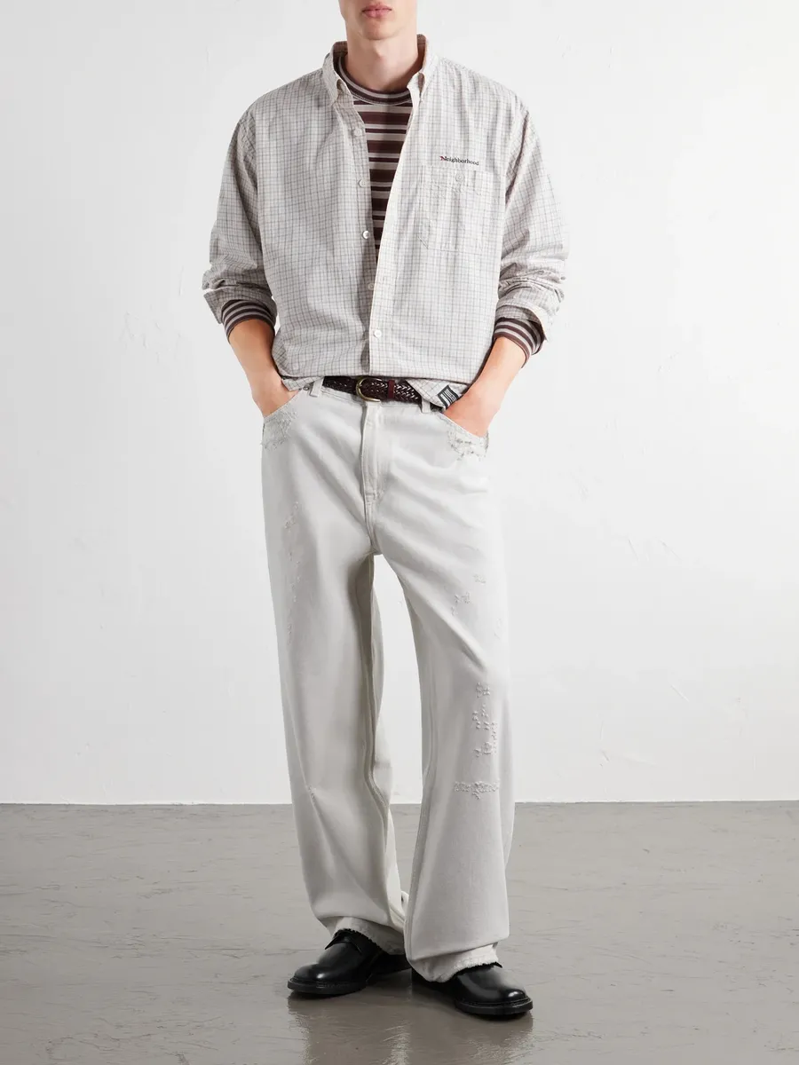 Neighborhood Logo-Embroidered Checked Cotton-Poplin Shirt - Men | Thumbnail 2