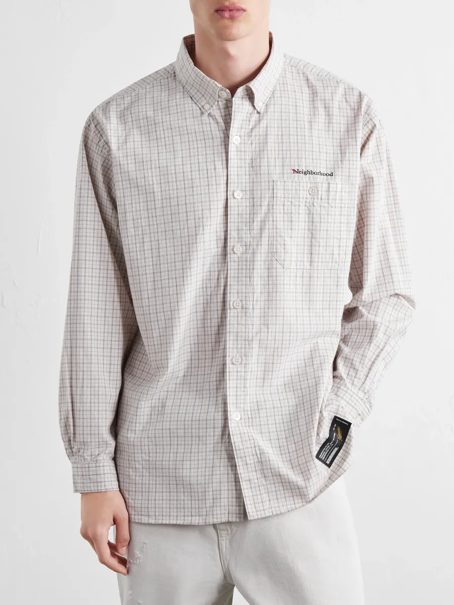 Neighborhood Logo-Embroidered Checked Cotton-Poplin Shirt - Men | Thumbnail 3