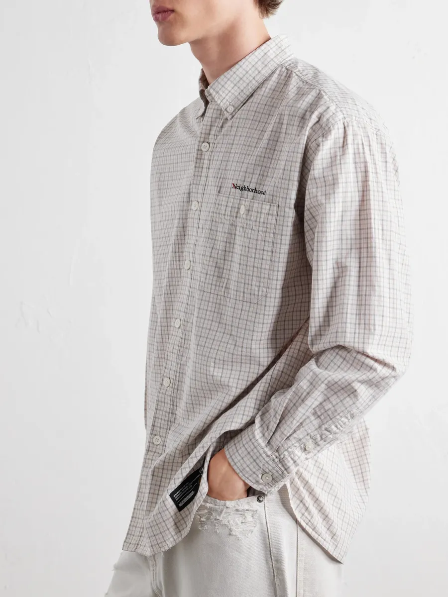 Neighborhood Logo-Embroidered Checked Cotton-Poplin Shirt - Men | Thumbnail 5
