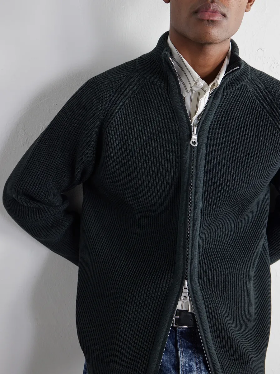 S.N.S. Herning Render Ribbed Virgin Wool Zip-Up Sweater - Men | Thumbnail 5