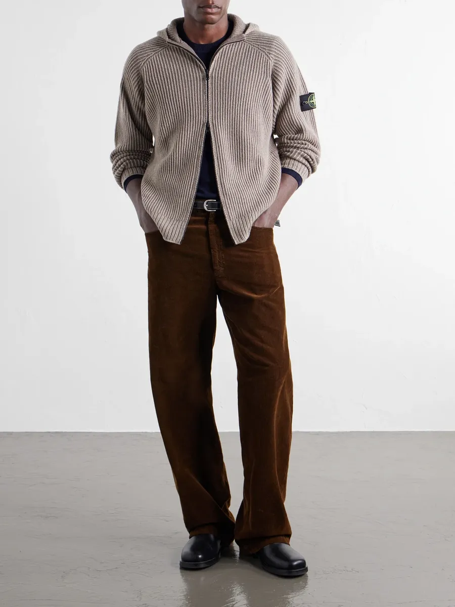 Stone Island Ribbed Cashmere and Wool-Blend Zip-Up Hoodie - Men | Thumbnail 2