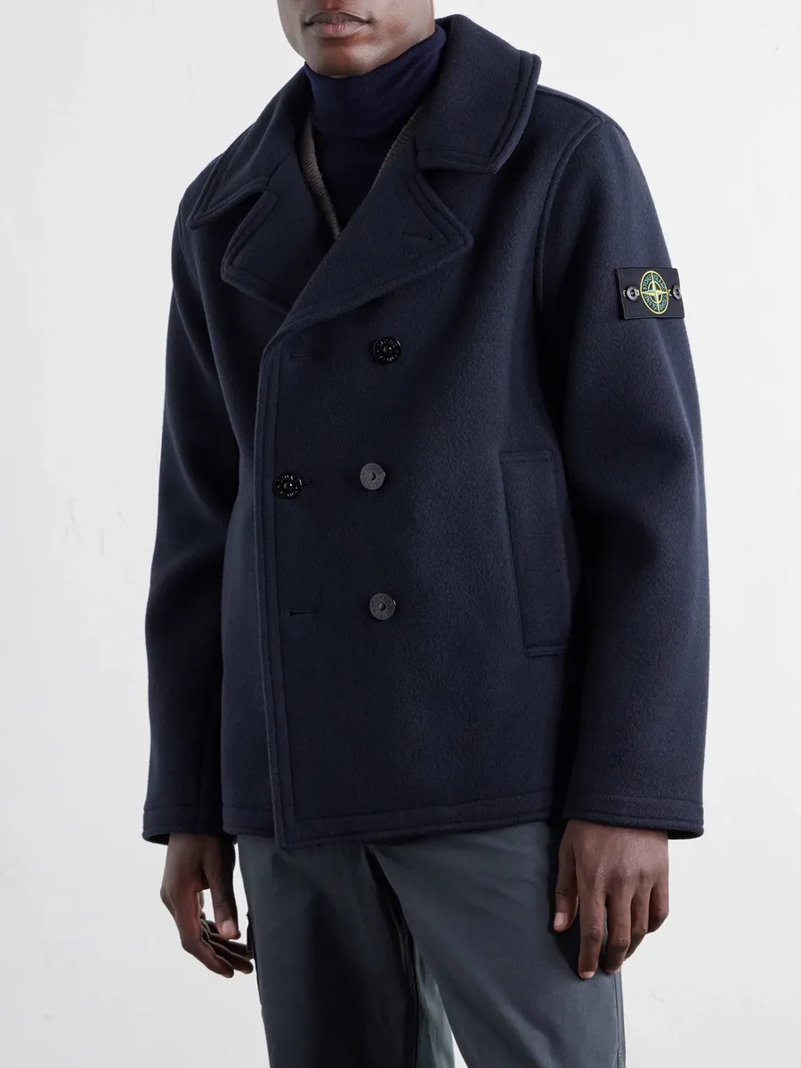 Stone Island Double-Breasted Melton Wool and Cashmere-Blend Twill Coat - Men | Thumbnail 3 Stone Island Double-Breasted Melton Wool and Cashmere-Blend Twill Coat - Men | Thumbnail 3