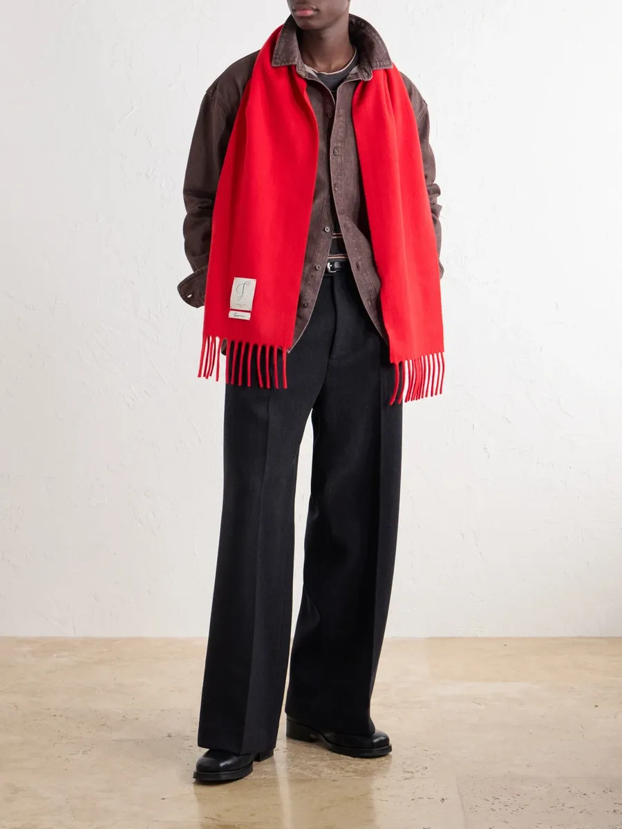 Jacquemus Cavallo Logo-Appliquéd Fringed Virgin Wool-Felt Scarf - Men | Thumbnail 2 Jacquemus Cavallo Logo-Appliquéd Fringed Virgin Wool-Felt Scarf - Men | Thumbnail 2