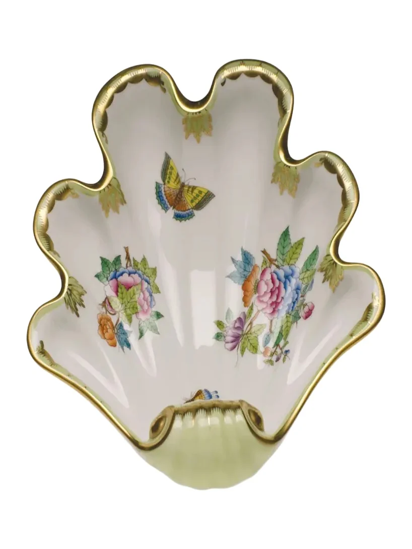 Herend Queen Victoria Green Large Shell Dish
