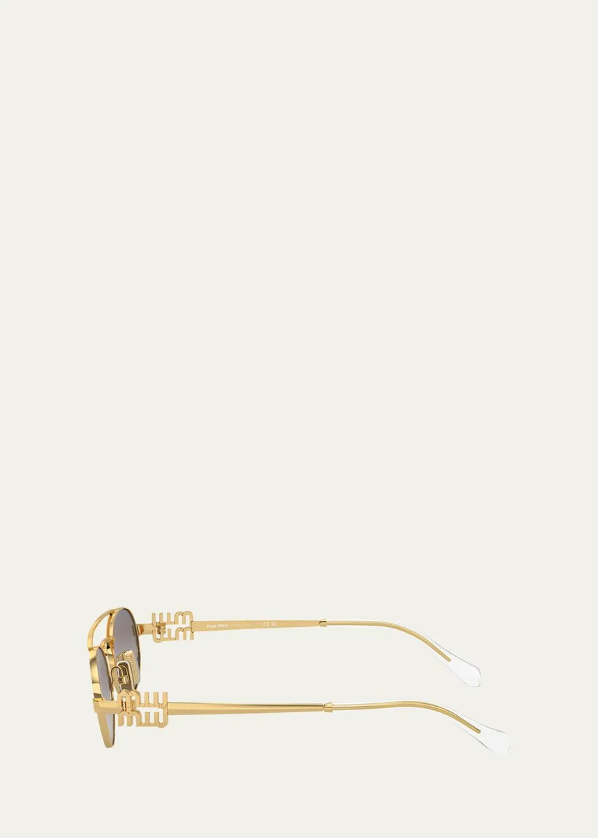 Miu Miu Gradient Metal Oval Sunglasses | Thumbnail 3