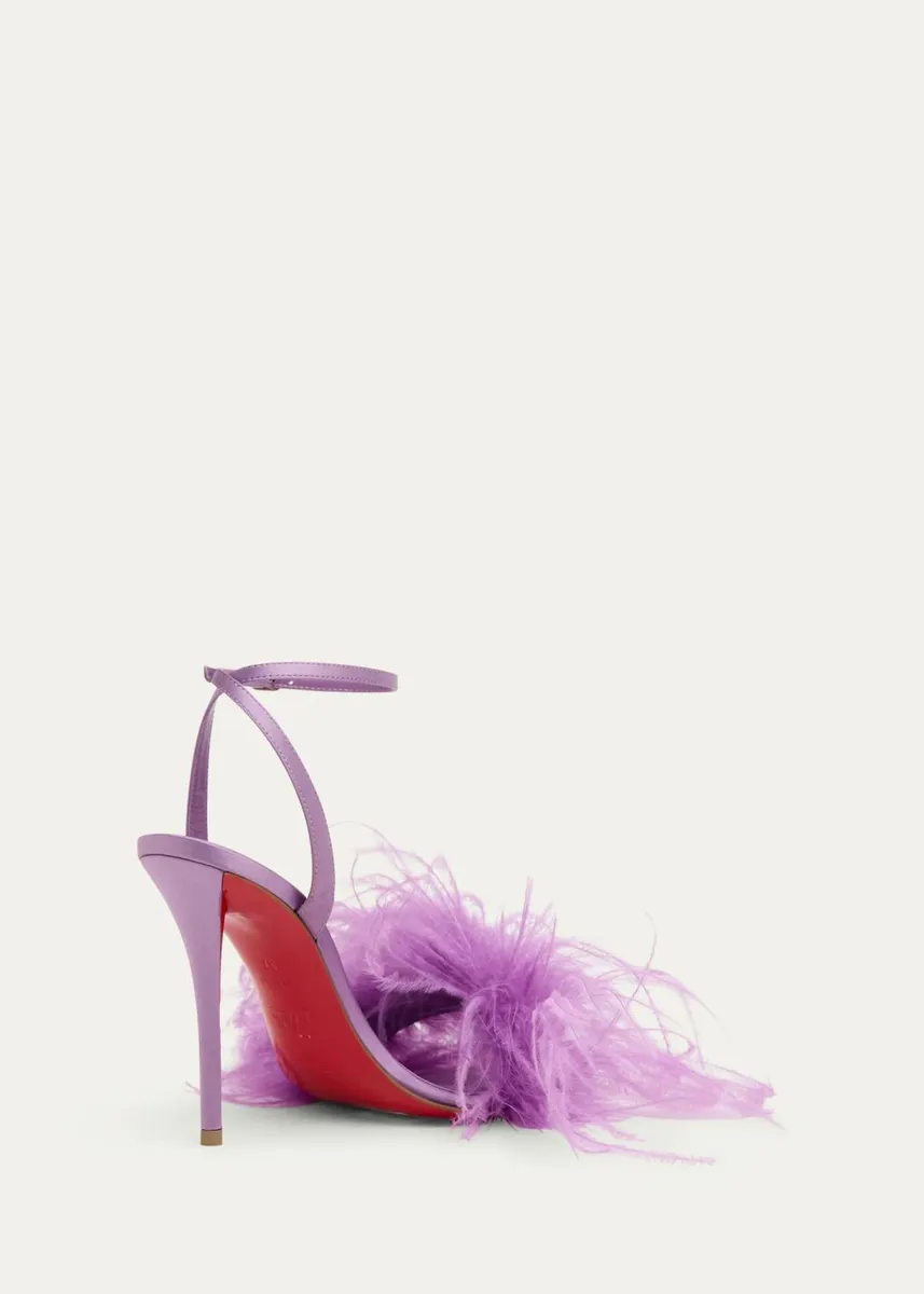 Christian Louboutin 100mm Miss Z Poupi Silk Feather Pumps | Thumbnail 2