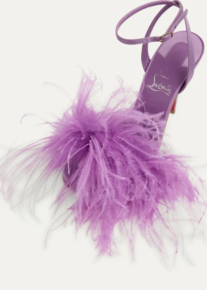 Christian Louboutin 100mm Miss Z Poupi Silk Feather Pumps | Thumbnail 3