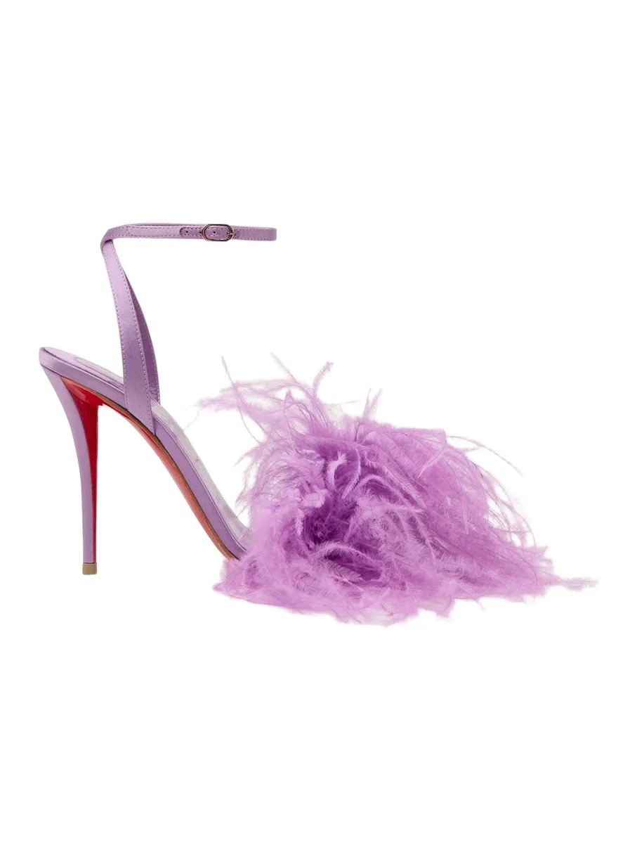 Christian Louboutin 100mm Miss Z Poupi Silk Feather Pumps