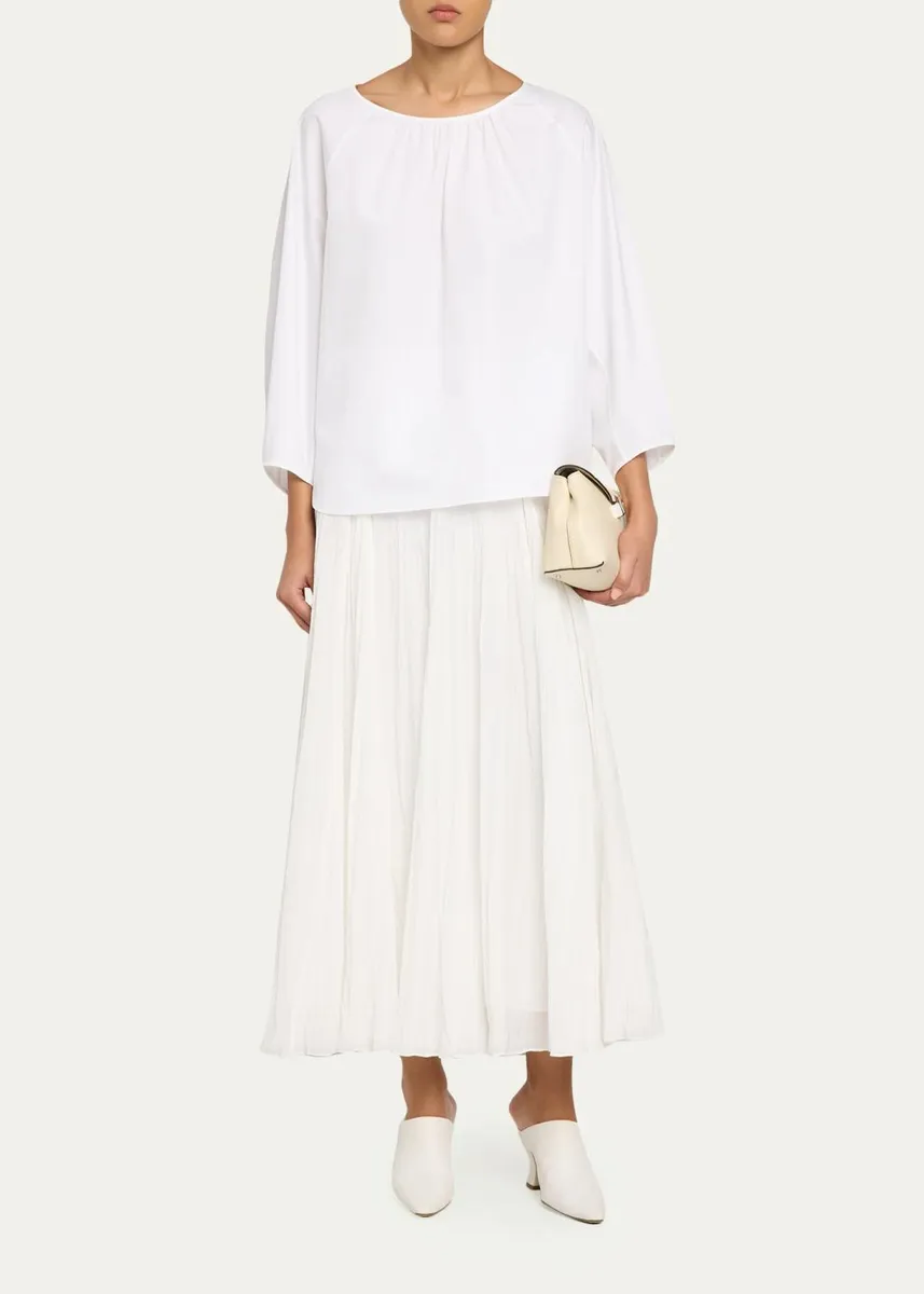Lafayette 148 New York Blouson-Sleeve Cotton Poplin Blouse | Thumbnail 2 Lafayette 148 New York Blouson-Sleeve Cotton Poplin Blouse | Thumbnail 2