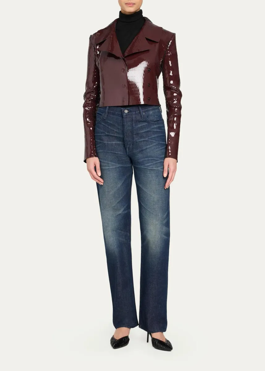Tom Ford Perforated Patent Leather Crop Double-Breasted Jacket | Thumbnail 2 Tom Ford Perforated Patent Leather Crop Double-Breasted Jacket | Thumbnail 2