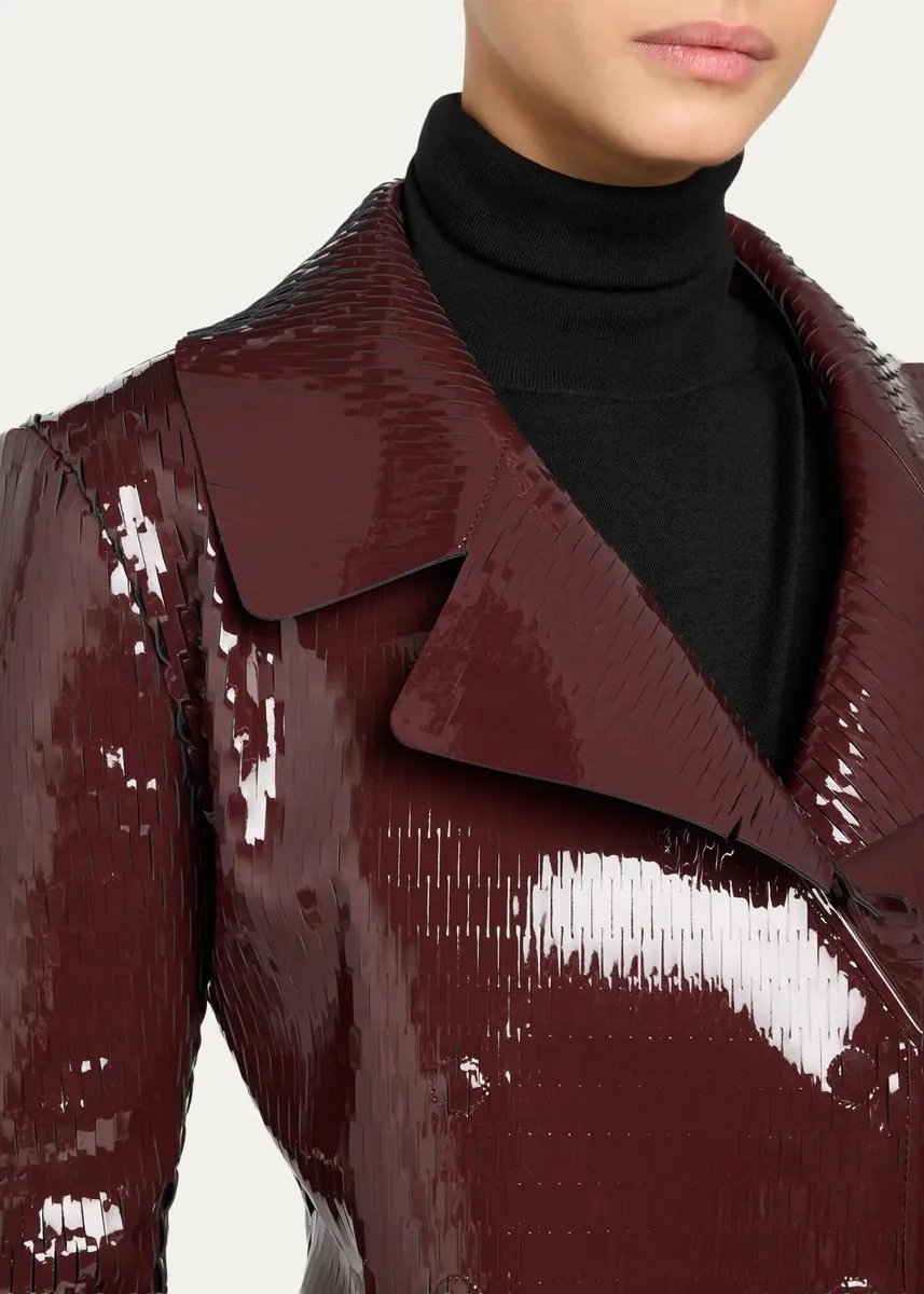 Tom Ford Perforated Patent Leather Crop Double-Breasted Jacket | Thumbnail 5 Tom Ford Perforated Patent Leather Crop Double-Breasted Jacket | Thumbnail 5