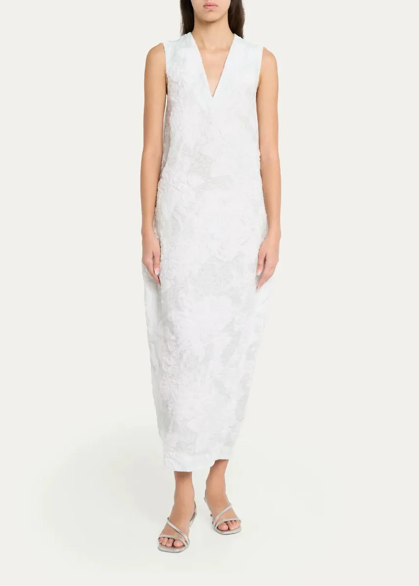 Ashlyn Lena Floral Silk-Blend Jacquard Midi Dress | Thumbnail 2 Ashlyn Lena Floral Silk-Blend Jacquard Midi Dress | Thumbnail 2