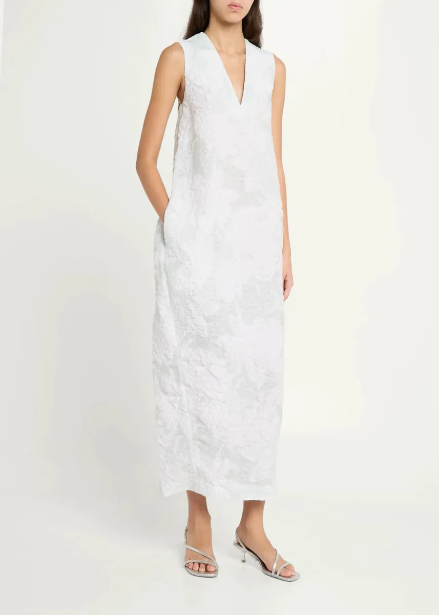 Ashlyn Lena Floral Silk-Blend Jacquard Midi Dress | Thumbnail 4 Ashlyn Lena Floral Silk-Blend Jacquard Midi Dress | Thumbnail 4