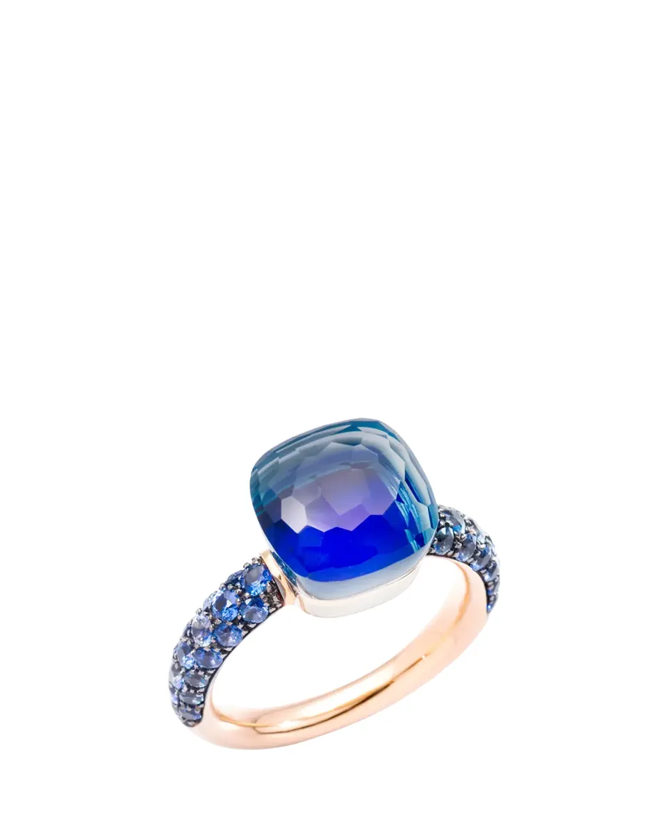 Pomellato Nudo Classic 18K Rose Gold Ring with London Blue Topaz, Lapis and Sapphires | Thumbnail 2 Pomellato Nudo Classic 18K Rose Gold Ring with London Blue Topaz, Lapis and Sapphires | Thumbnail 2