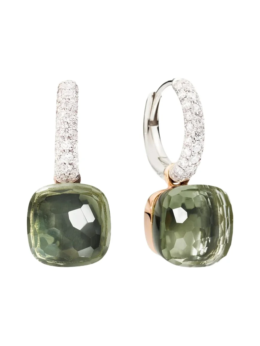 Pomellato Nudo 18K Rose Gold, 0.30 TCW Diamond, Prasiolite Drop Earrings
