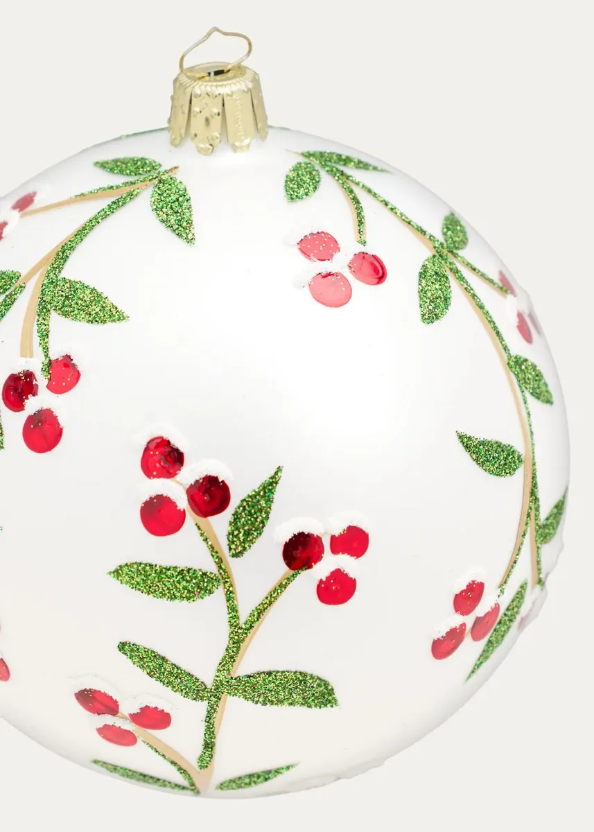 Bergdorf Goodman Holly Floral Glass Ball Ornament | Thumbnail 2 Bergdorf Goodman Holly Floral Glass Ball Ornament | Thumbnail 2