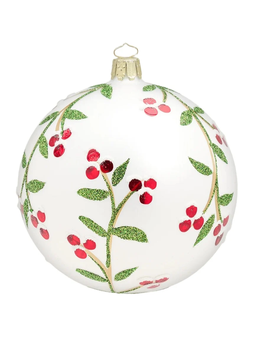 Bergdorf Goodman Holly Floral Glass Ball Ornament